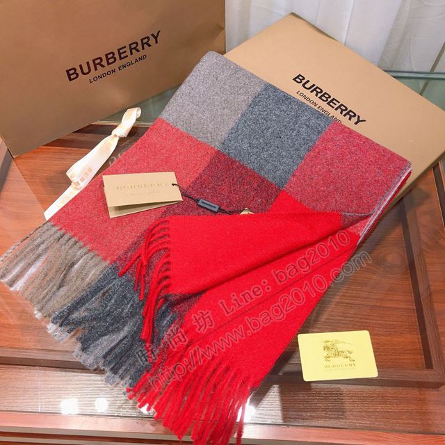 Burberry圍巾 2019年度最新力作 時尚彩色拼色方格子 巴寶莉羊絨混紡女長圍巾  llwj6641